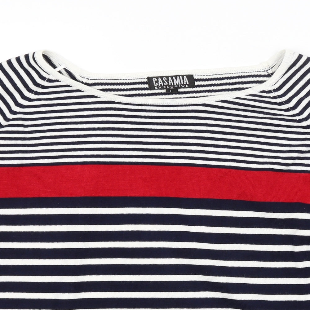 CASAMA Womens Multicoloured Striped  Pullover Jumper Size L