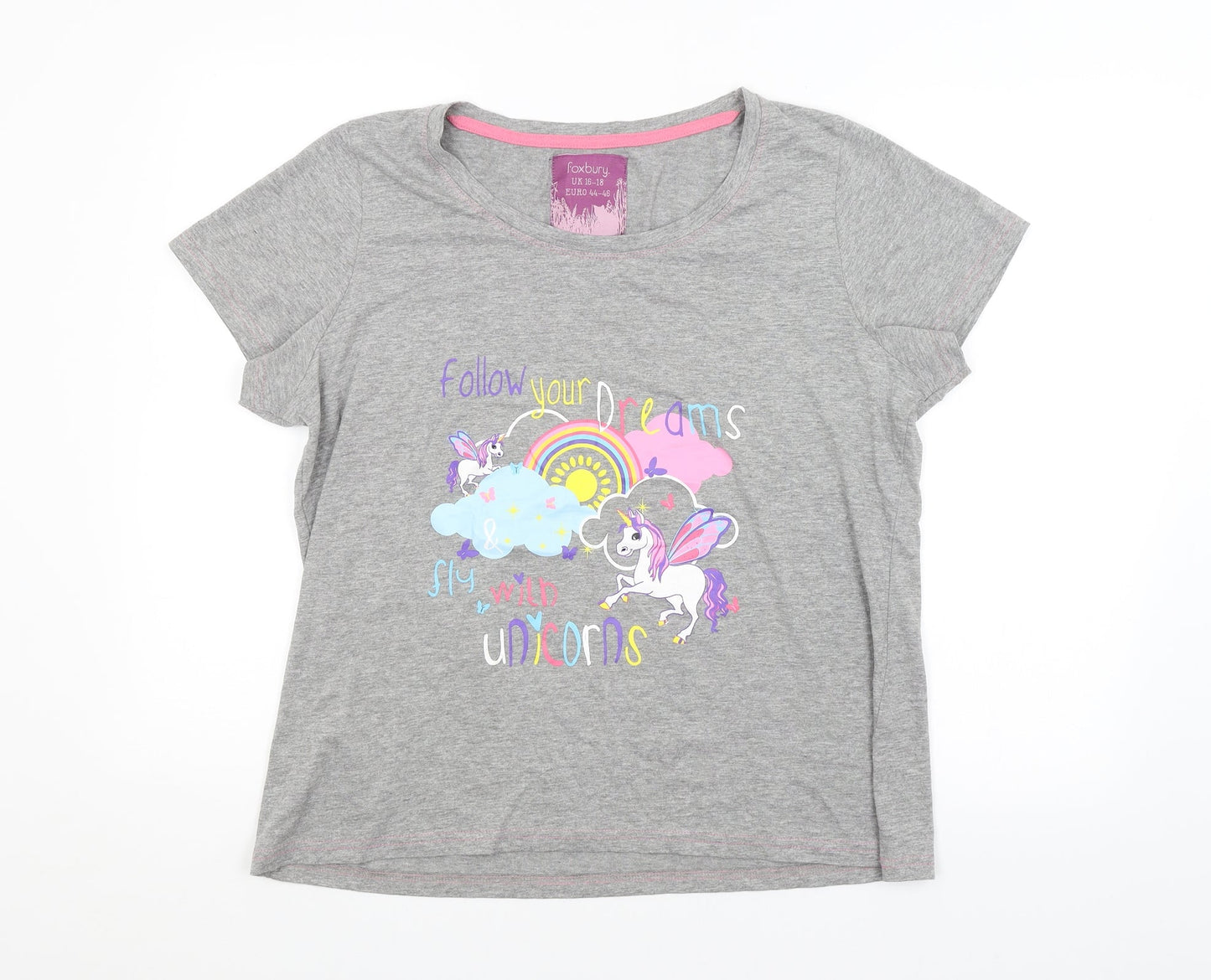 FOXBURY Womens Grey   Basic T-Shirt Size 16