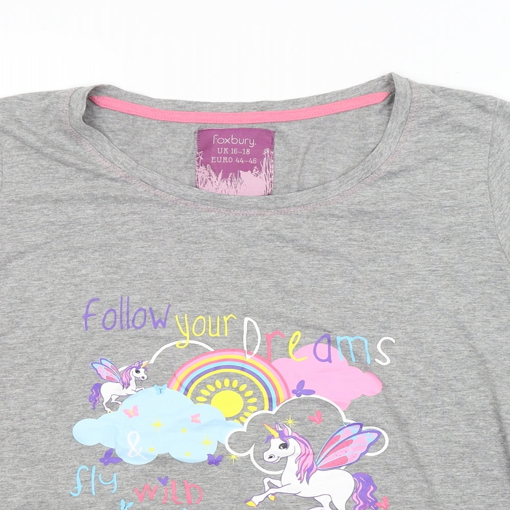 FOXBURY Womens Grey   Basic T-Shirt Size 16
