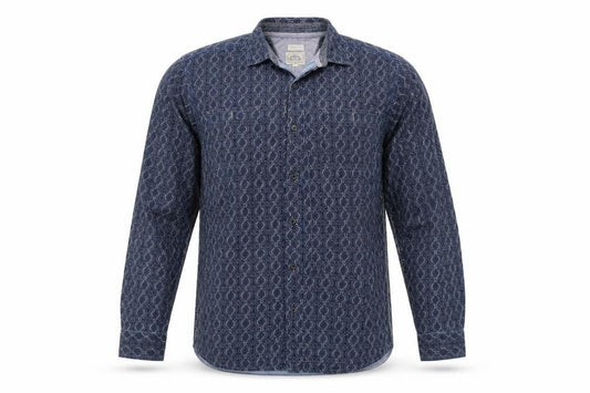 Preworn Mens Blue Argyle/Diamond   Button-Up Size L
