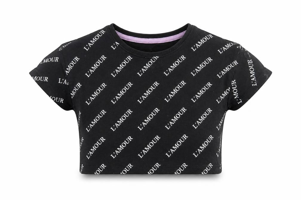 Matalan Girls Black   Basic T-Shirt Size 4 Years  - L'amour
