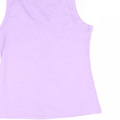 Brand and care label for Ella j women’s purple basic t-shirt, size M