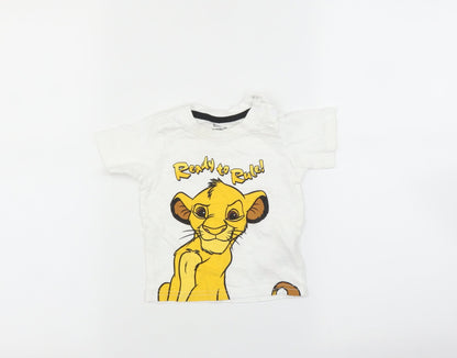 Front view of Primark Baby White Basic T-Shirt, size 6-9, Months - Simba