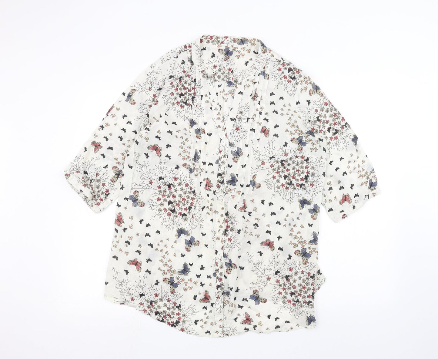 Being casual Womens White Floral  Basic Button-Up Size 16