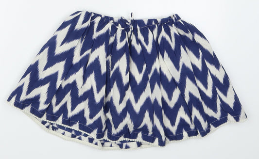 NEXT Girls Blue Geometric  Skater Skirt Size 5 Years - Zig Zag