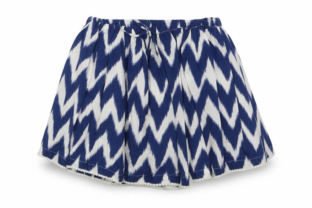 NEXT Girls Blue Geometric  Skater Skirt Size 5 Years - Zig Zag