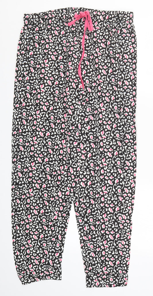 Preworn Womens Pink Animal Print  Trousers  Size L L30 in - Black and Pink Loungewear