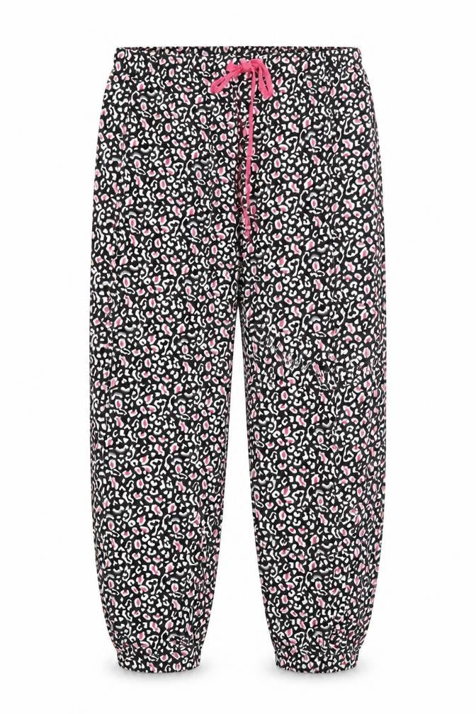 Preworn Womens Pink Animal Print  Trousers  Size L L30 in - Black and Pink Loungewear