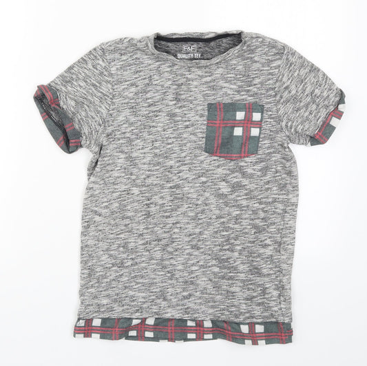 F&F Boys Grey Check  Basic T-Shirt Size 10-11 Years