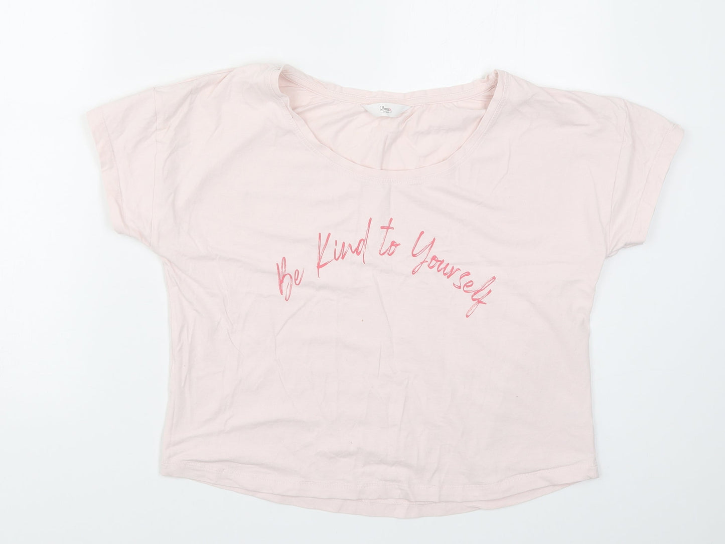 Boux Avenue Womens Pink Solid  Top Pyjama Top Size 12  - Be Kind to Yourself