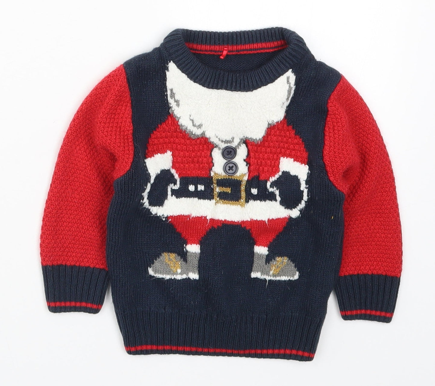 George Boys Blue  Knit Pullover Jumper Size 9-12 Months  - Santa
