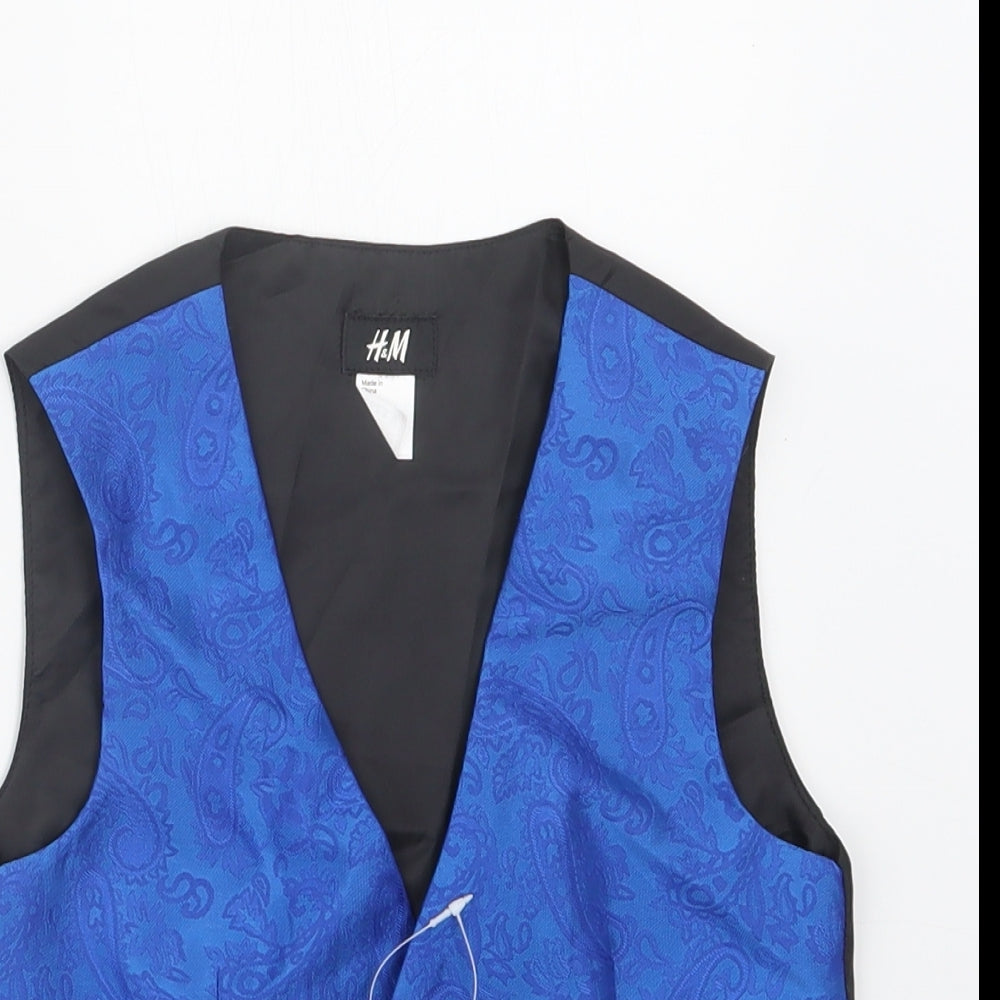 H&M Boys Blue Paisley  Jacket Waistcoat Size 6 Years