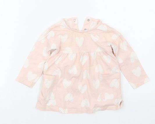 George Girls Pink Geometric  T-Shirt Dress  Size 6-9 Months