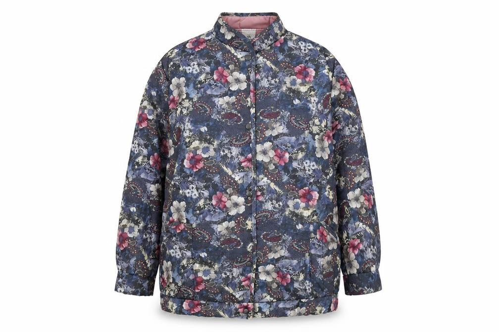Preworn Womens Blue Floral  Pea Coat Coat Size M