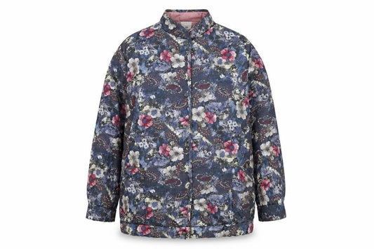 Preworn Womens Blue Floral  Pea Coat Coat Size M