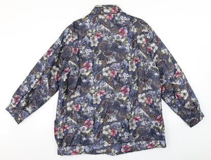 Preworn Womens Blue Floral  Pea Coat Coat Size M