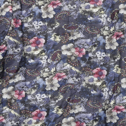 Preworn Womens Blue Floral  Pea Coat Coat Size M
