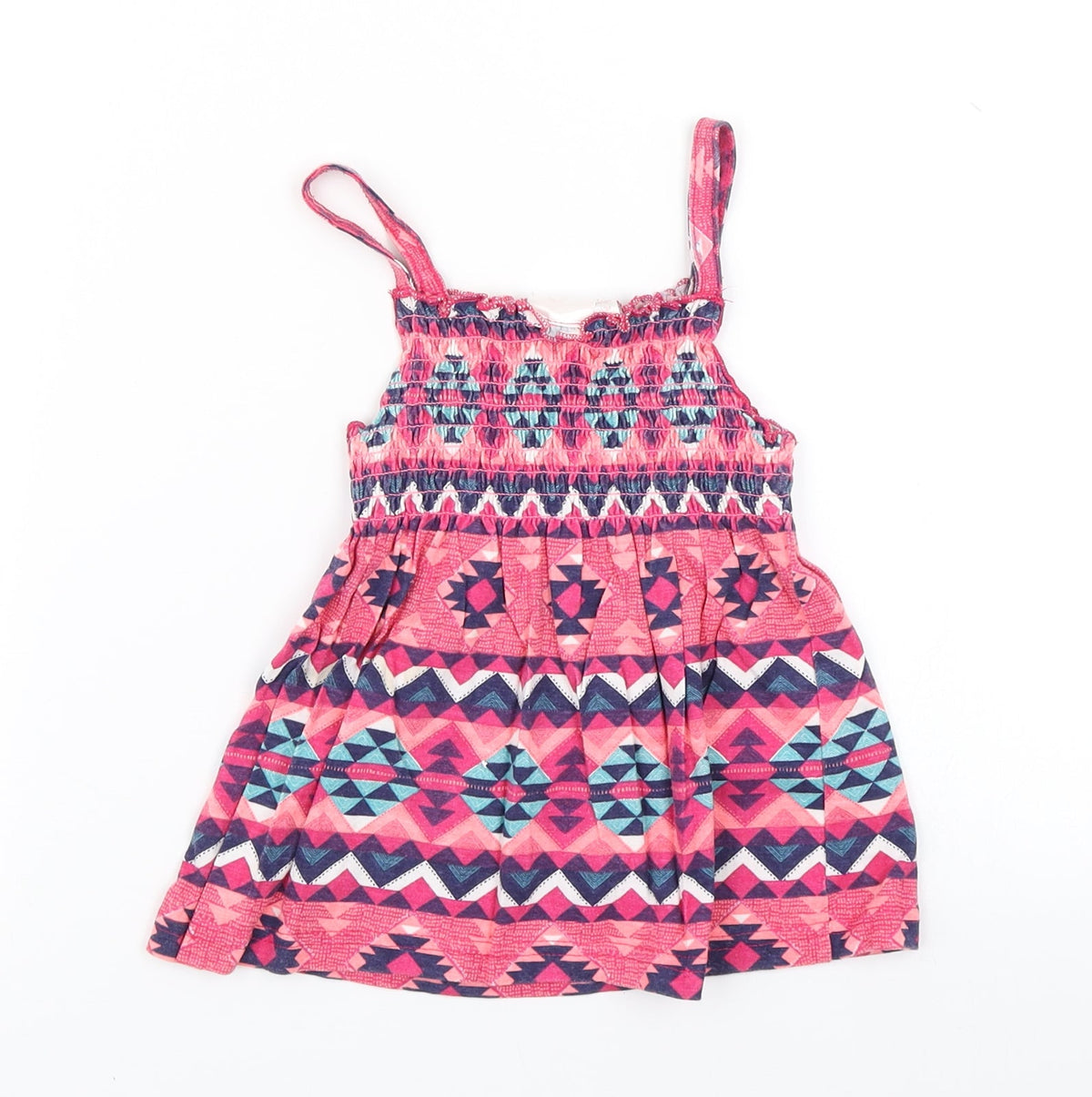 Back view of E-vie Angel girls’ pink argyle/diamond basic tank, size 5, years