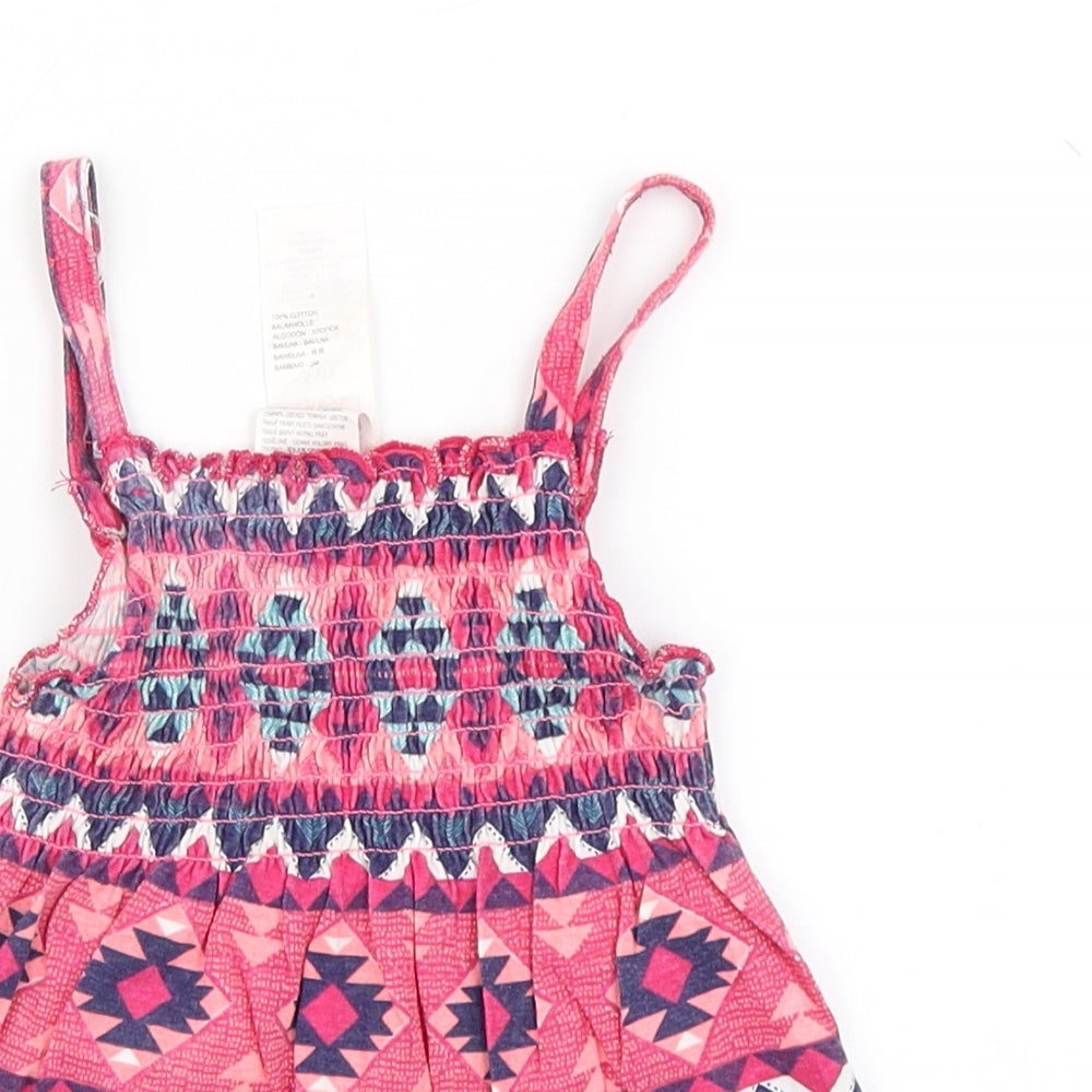 Close-up detail of E-vie Angel girls’ pink argyle/diamond basic tank, size 5, years