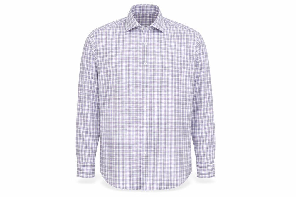 Collezione Mens Purple Plaid   Button-Up Size L