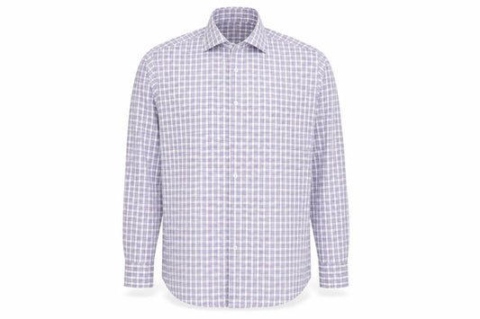 Collezione Mens Purple Plaid   Button-Up Size L