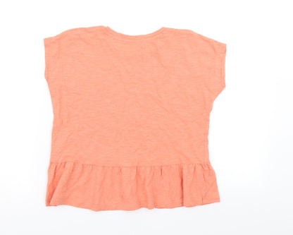 Back view of Nutmeg girls’ orange basic t-shirt, size 9-10, years