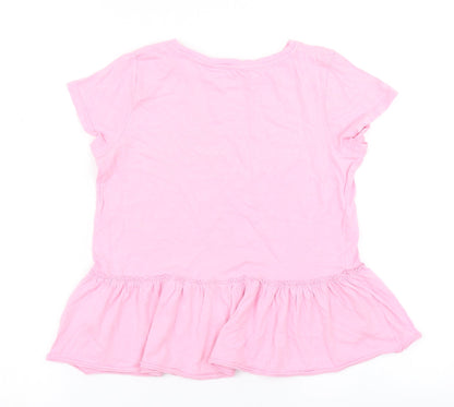 Back view of H&M girls’ pink basic t-shirt, size 9-10, years - peplum
