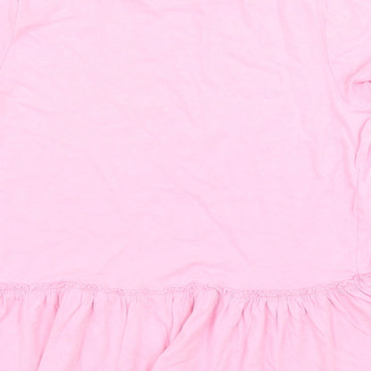 Brand and care label for H&M girls’ pink basic t-shirt, size 9-10, years - peplum
