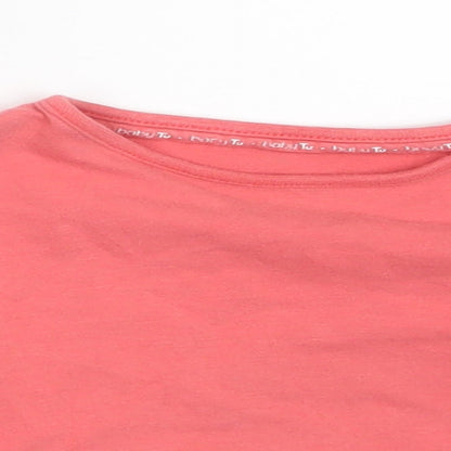 Close-up detail of Tu girls’ pink basic t-shirt, size 12-18, months