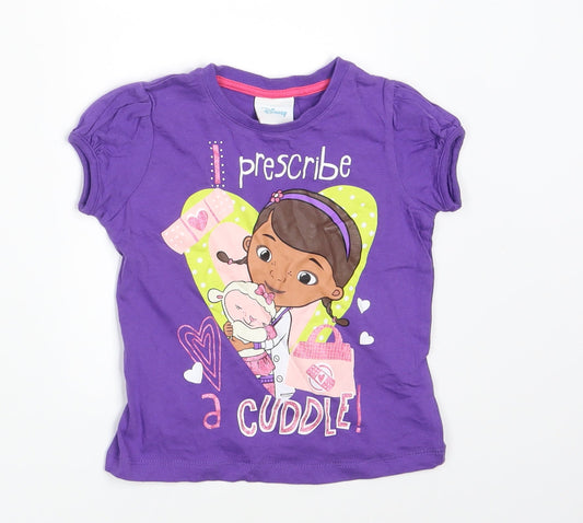 Disney Girls Purple   Basic T-Shirt Size 24 Months