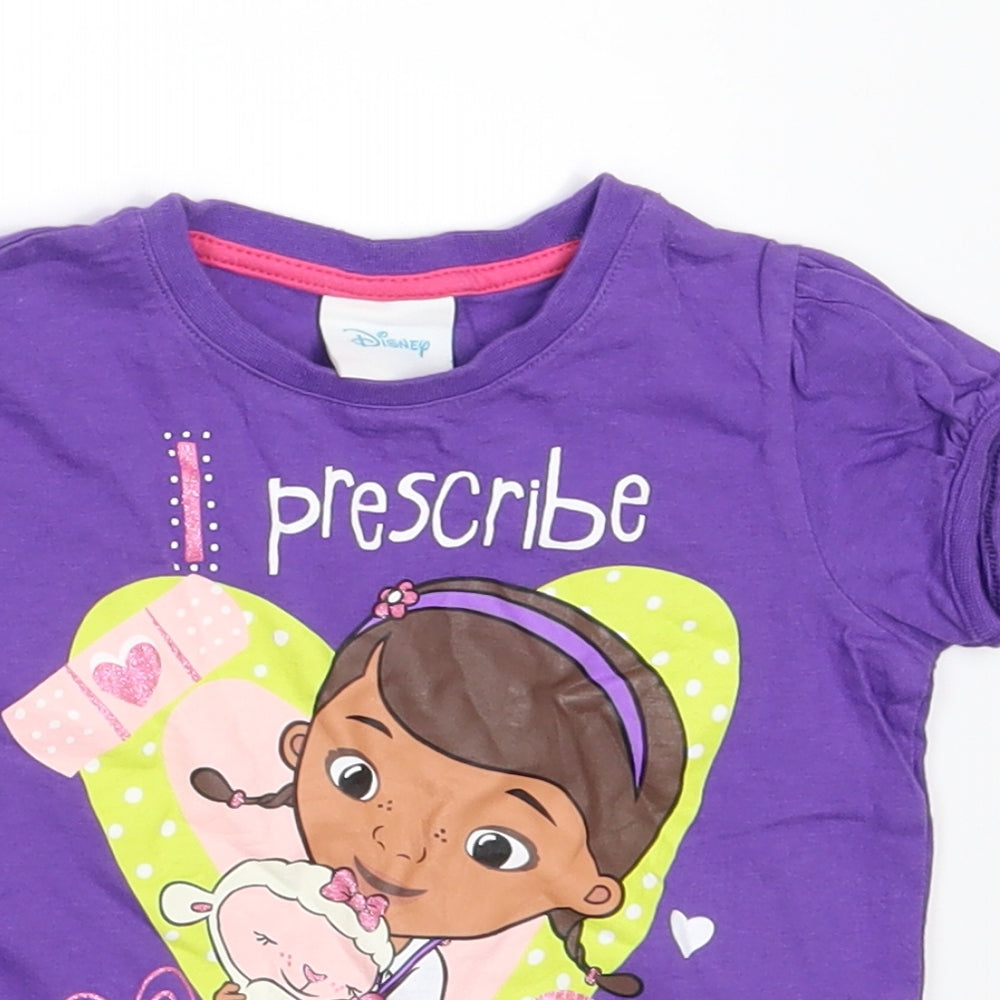 Disney Girls Purple   Basic T-Shirt Size 24 Months