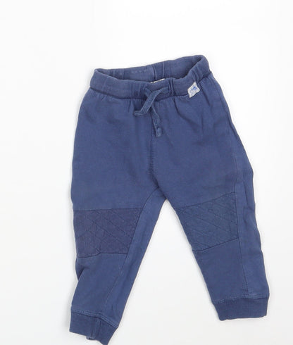 Additional front view of Urban Adventure boys’ blue jogger trousers, size 12-18, months - waist 16in; inside leg 10in