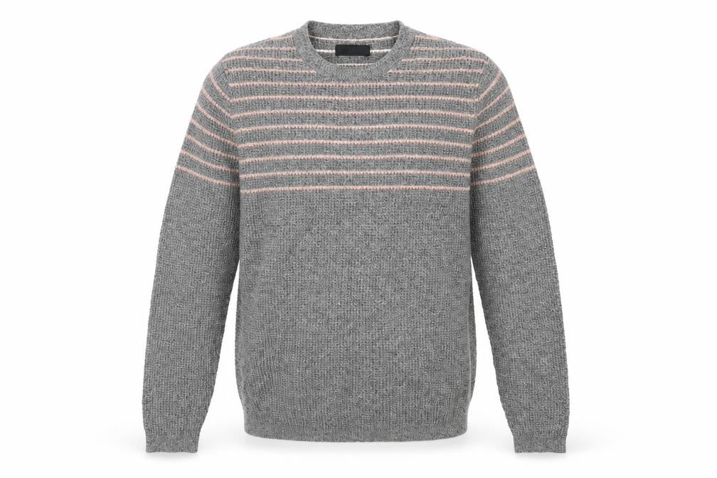 ASOS Mens Grey Striped Knit Pullover Jumper Size S