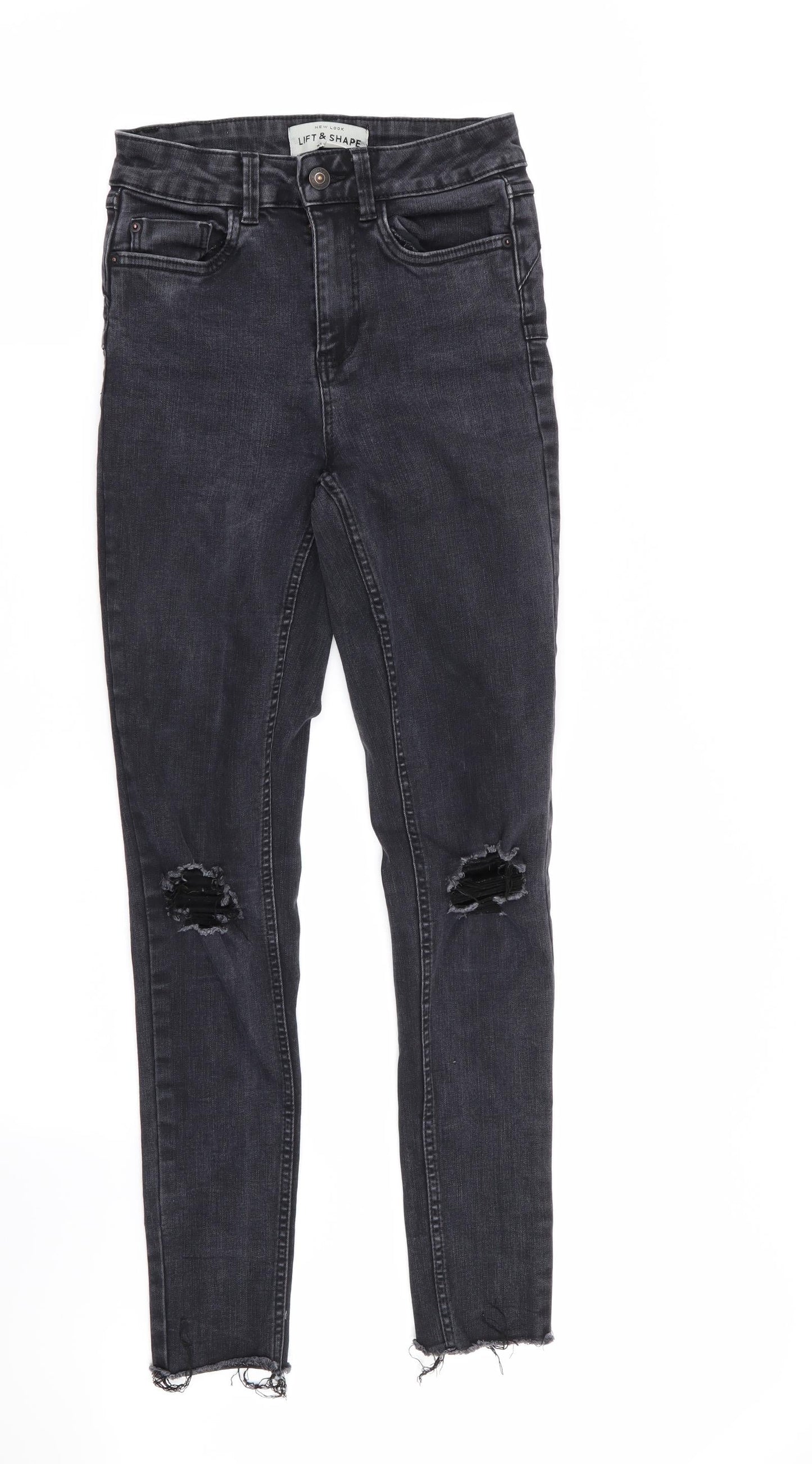 New Look Womens Grey   Skinny Jeans Size 6 L28 in - RIPPED JEANS