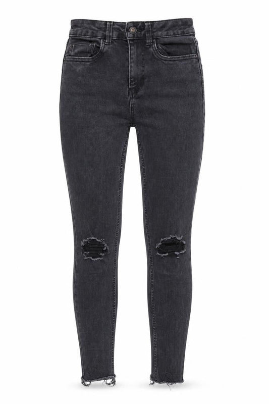 New Look Womens Grey   Skinny Jeans Size 6 L28 in - RIPPED JEANS