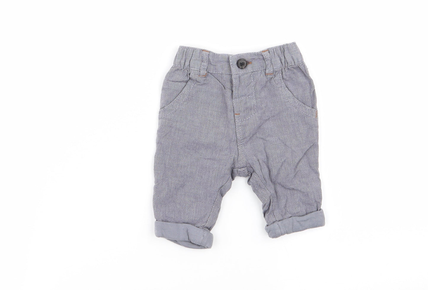NEXT Boys Blue Check  Capri Trousers Size 0-3 Months
