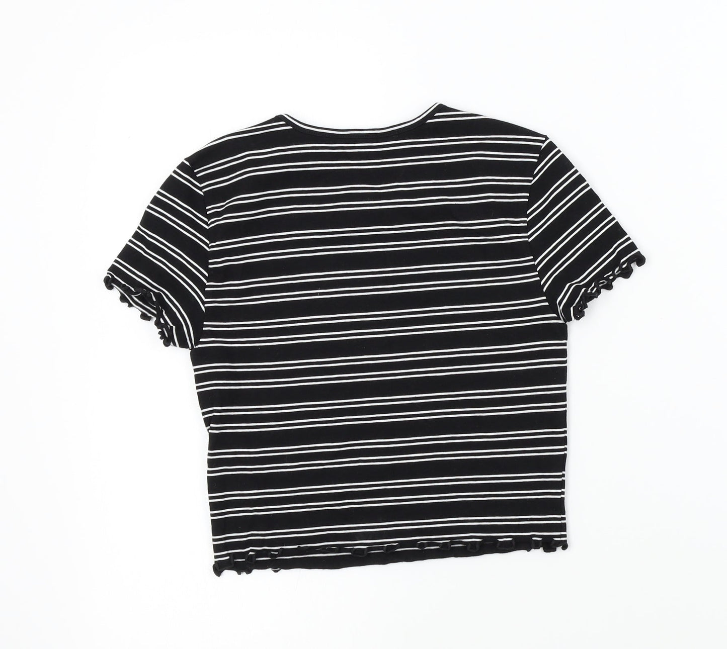 newlook Girls Black Striped  Basic T-Shirt Size 10-11 Years