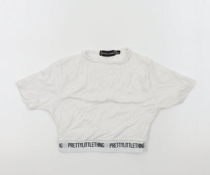 PRETTYLITTLETHING Womens Silver Colourblock  Basic T-Shirt Size 4