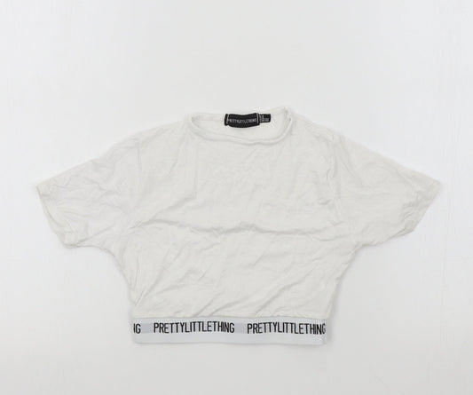 PRETTYLITTLETHING Womens Silver Colourblock  Basic T-Shirt Size 4