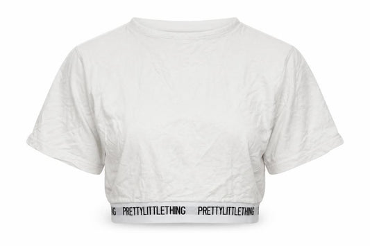 PRETTYLITTLETHING Womens Silver Colourblock  Basic T-Shirt Size 4