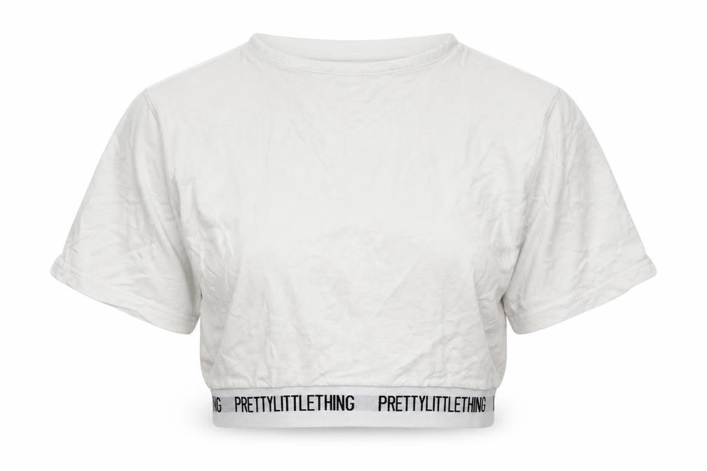 PRETTYLITTLETHING Womens Silver Colourblock  Basic T-Shirt Size 4