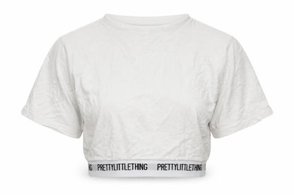 PRETTYLITTLETHING Womens Silver Colourblock  Basic T-Shirt Size 4