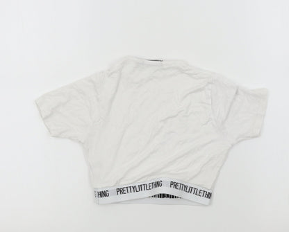 PRETTYLITTLETHING Womens Silver Colourblock  Basic T-Shirt Size 4