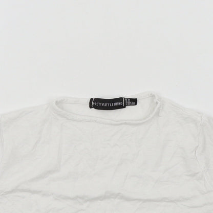 PRETTYLITTLETHING Womens Silver Colourblock  Basic T-Shirt Size 4