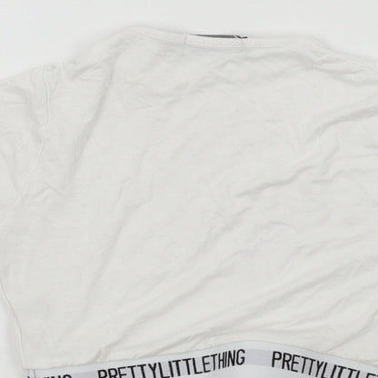 PRETTYLITTLETHING Womens Silver Colourblock  Basic T-Shirt Size 4