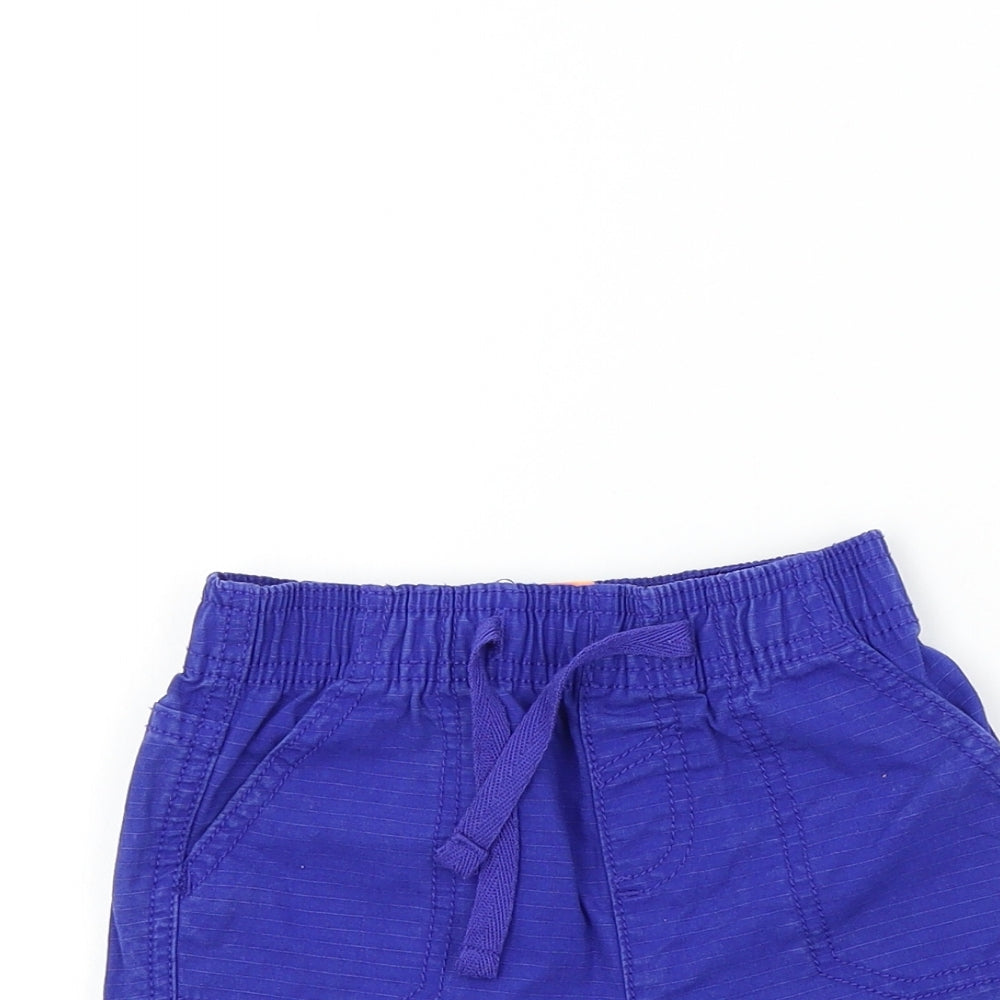 Close-up detail of Tu boys’ blue colourblock cropped trousers, size 12-18, months