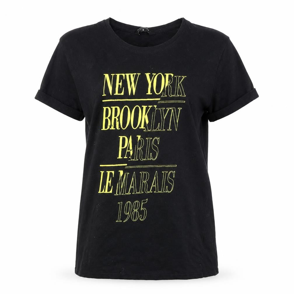 New Look Womens Black Colourblock  Basic T-Shirt Size 8
