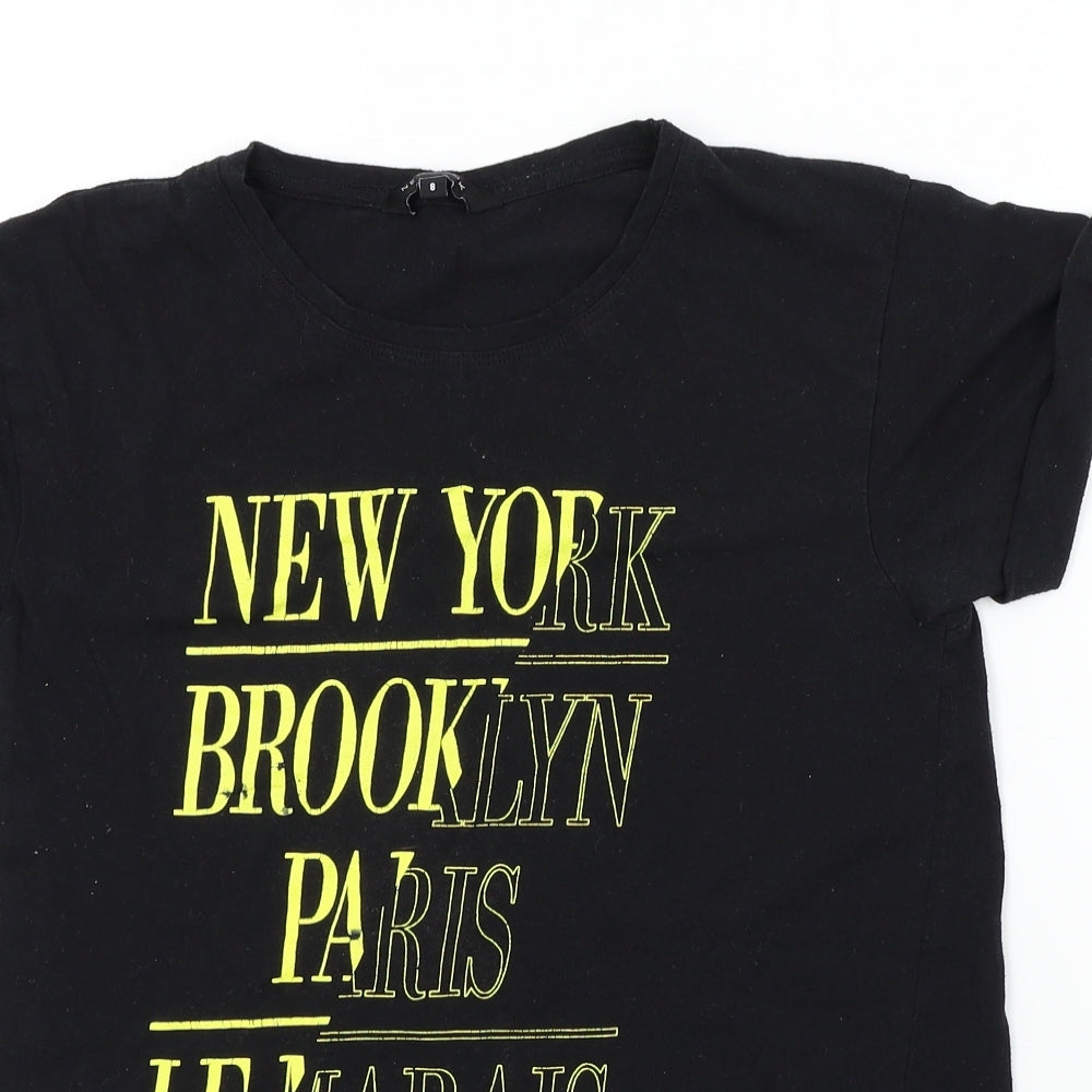 New Look Womens Black Colourblock  Basic T-Shirt Size 8