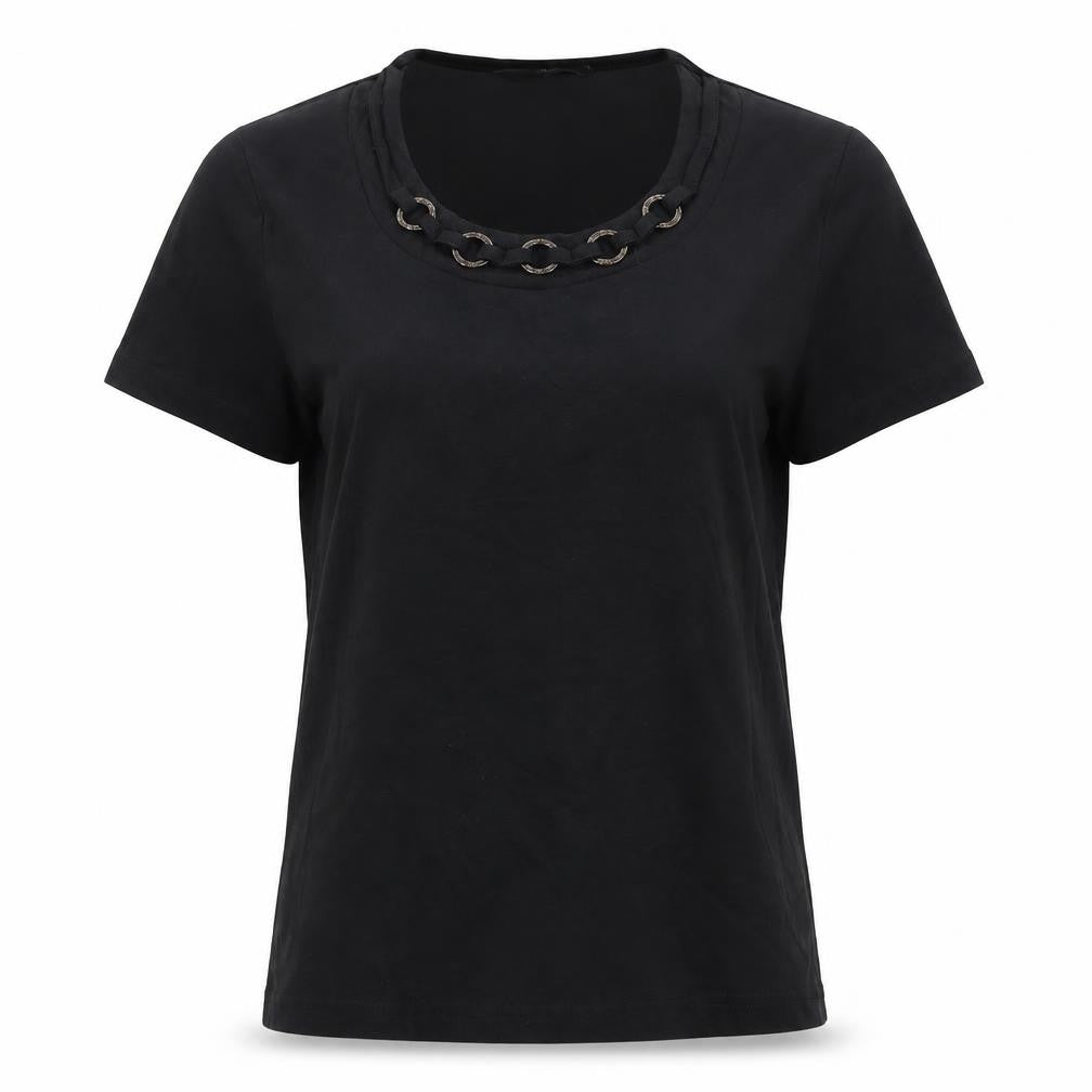 BM Womens Beige Colourblock  Basic T-Shirt Size M