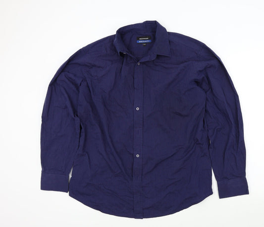 greenwoods Mens Blue Striped   Button-Up Size 16.5